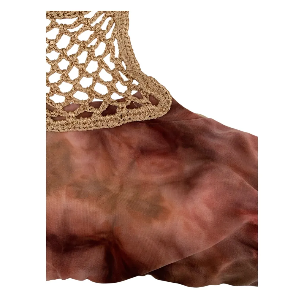 Ale by Alessandra Crochet Halter Bikini Top Only Tie Dye Mother Earth Small NWT - Image 3