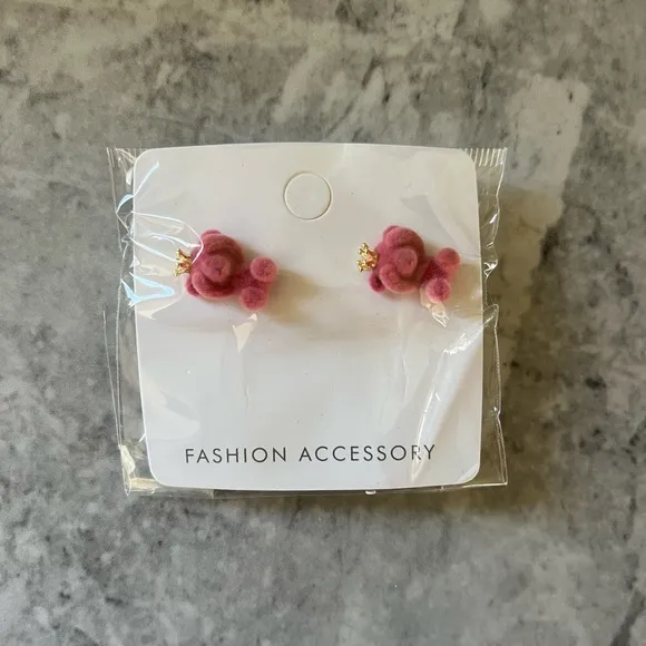 Pink Fuzzy Bear Earrings - Image 17