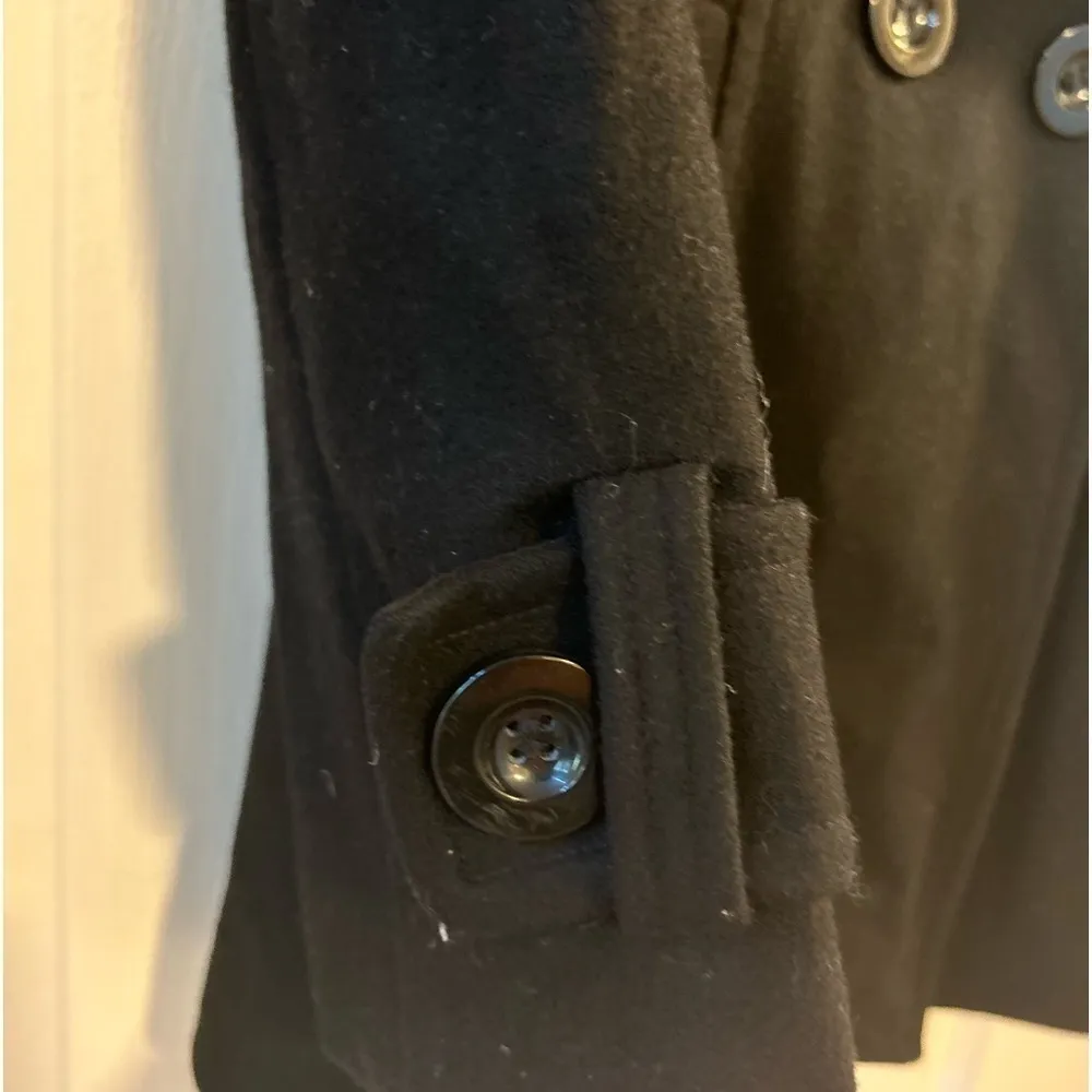 Ann Taylor  Wool Blend Black Doublebreasted Pea Coat-Size XSP - Image 4