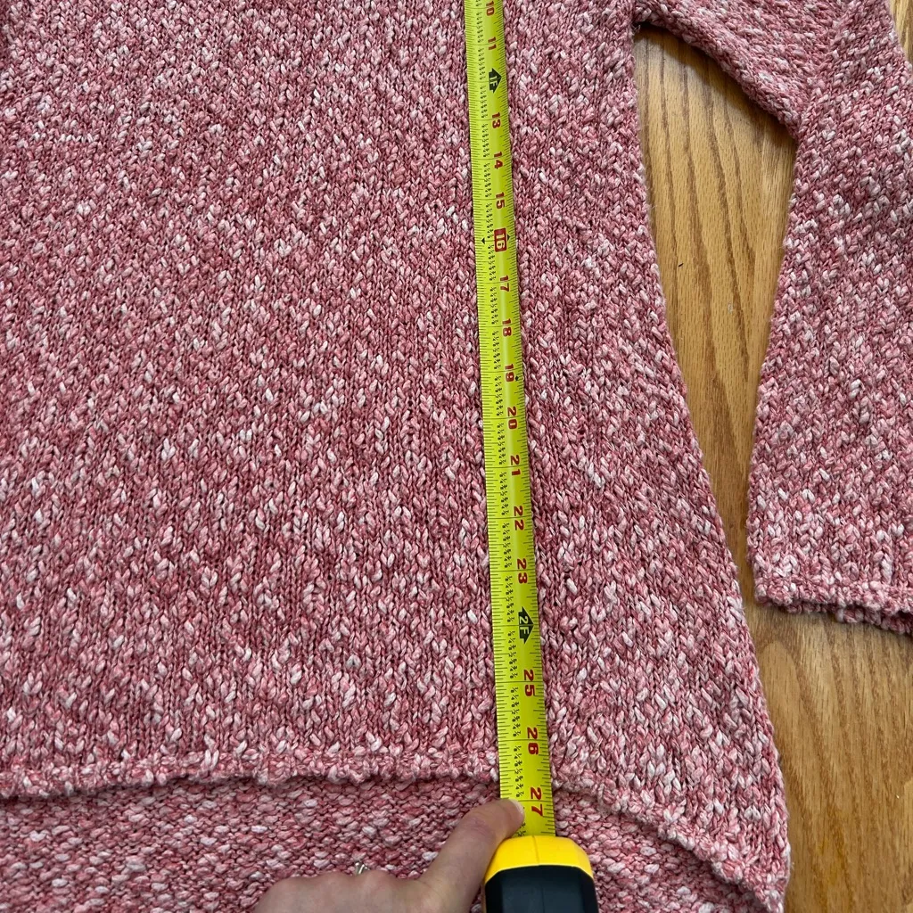 J. McLaughlin Cotton Blend Crew Neck Pink Sweater Size Medium High Low Hem - Image 6