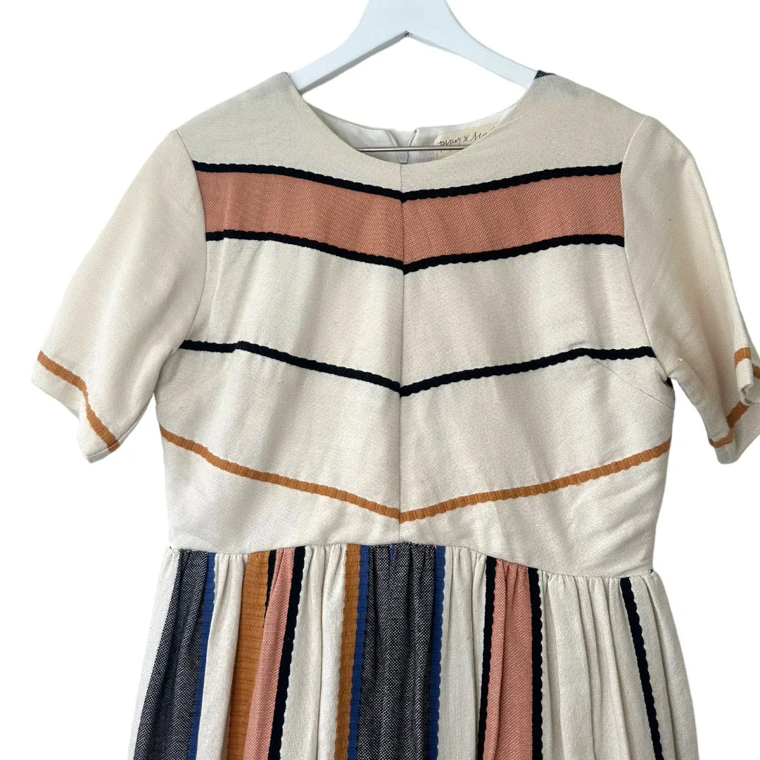 Piper & Scoot Striped Short Sleeve Cotton Midi Eleanor Dress Size XS - Image 10