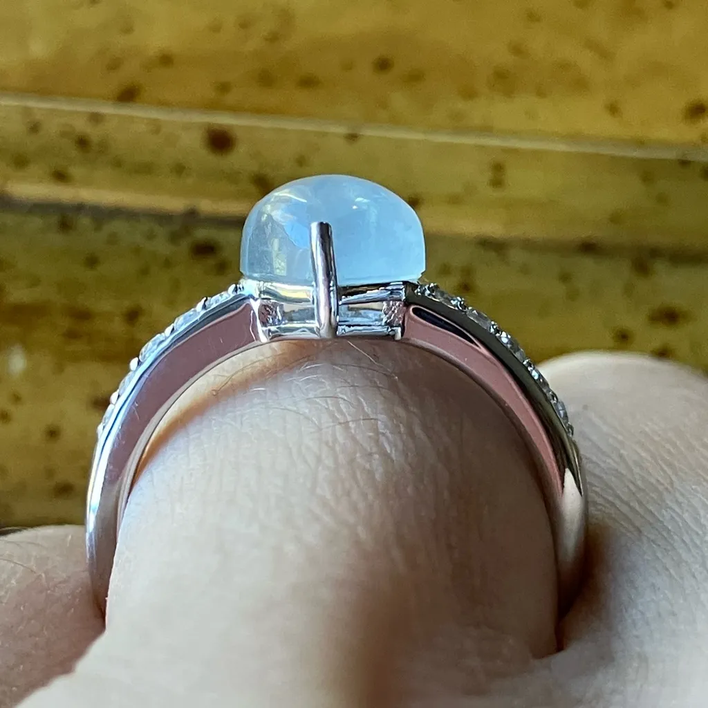 Genuine Aquamarine Sterling Silver Heart Ring Size 8 - Image 2