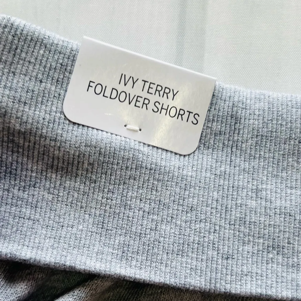 VICTORIA’S SECRET PINK Ivy Terry Foldover Shorts Grey & White “PINK” Logo L - Image 11