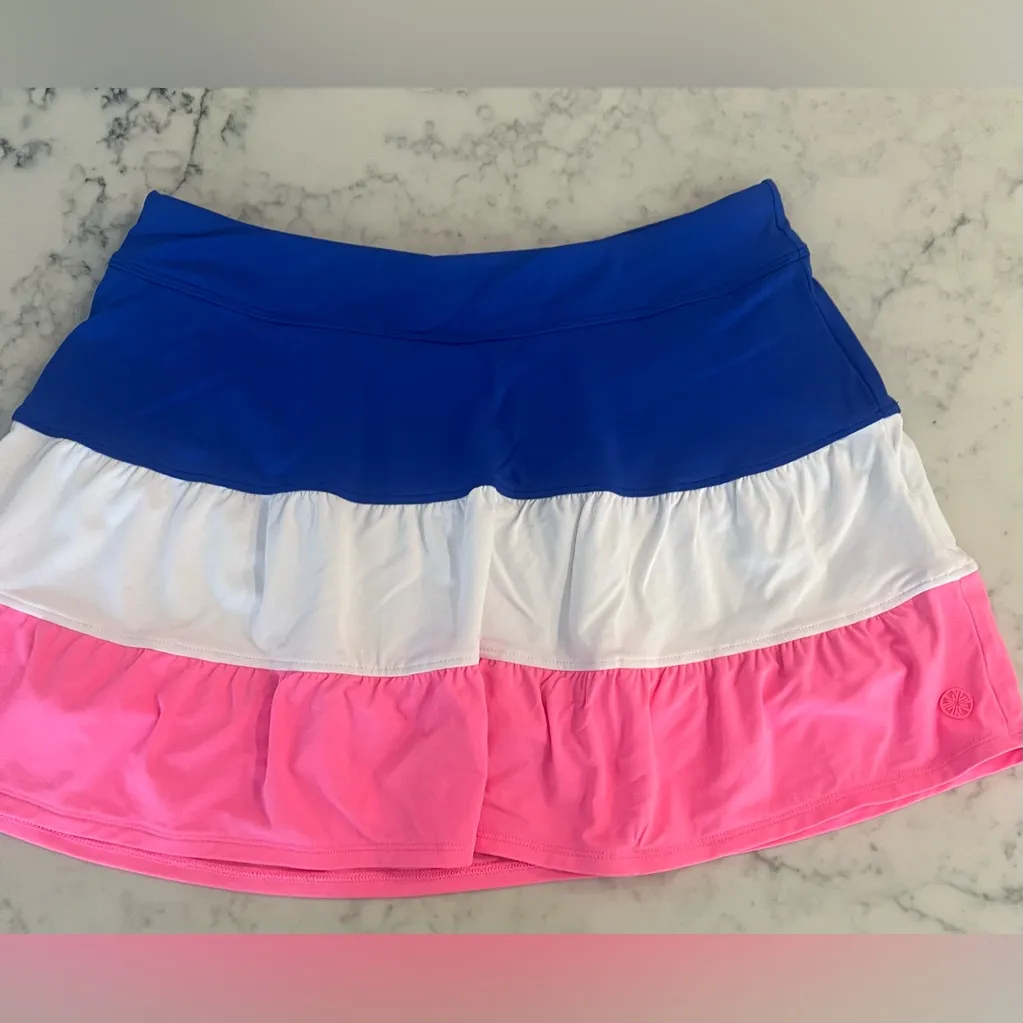 Lilly Pulitzer skort Peachy Blue Grotto Colorblock Luxletic Small UPF 50+ EUC - Image 10