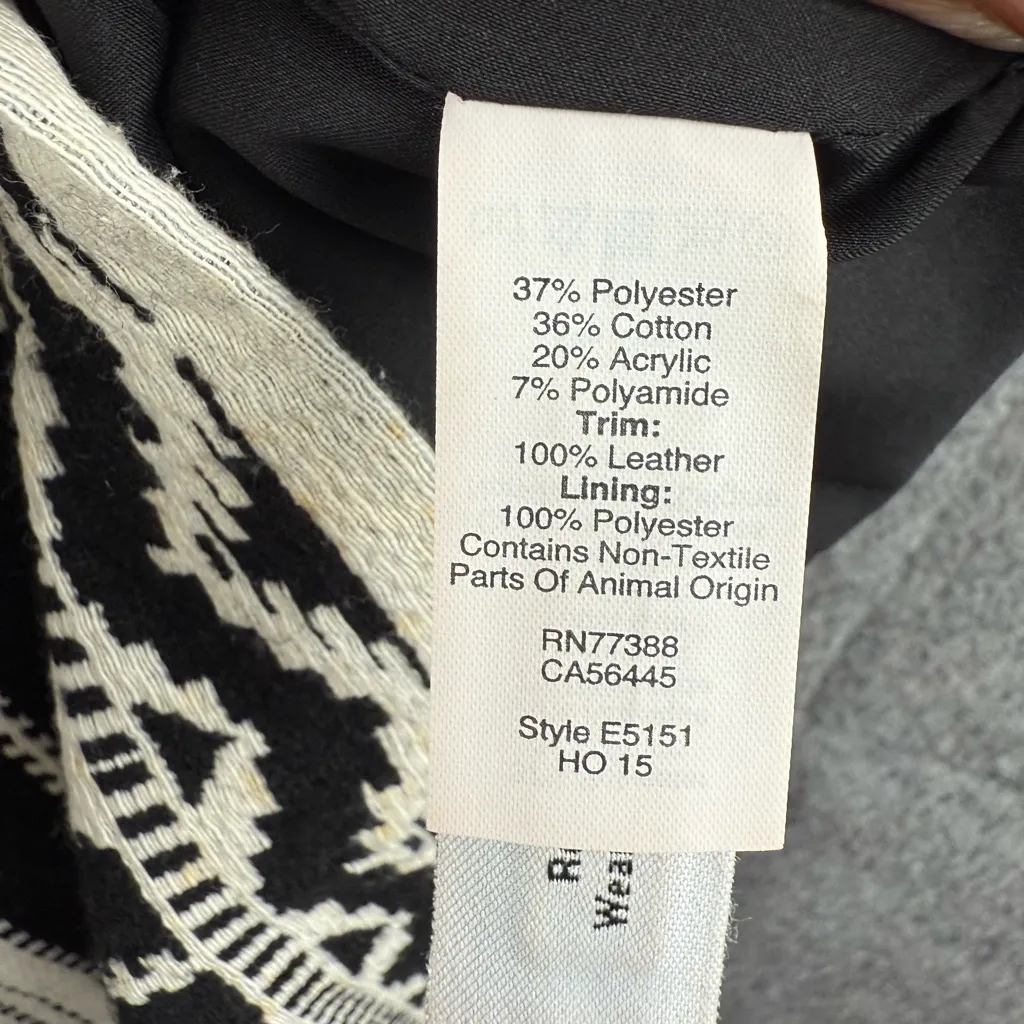 Madewell Women's Size 2 Black and‎ White Tribal Mini Skirt leather accents - Image 7