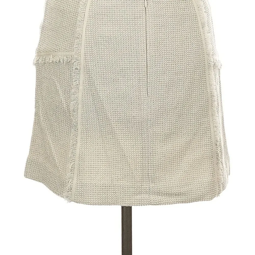Veronica Beard Starck skirt ivory silver tweed fringe mini skirt size 10 - Image 11