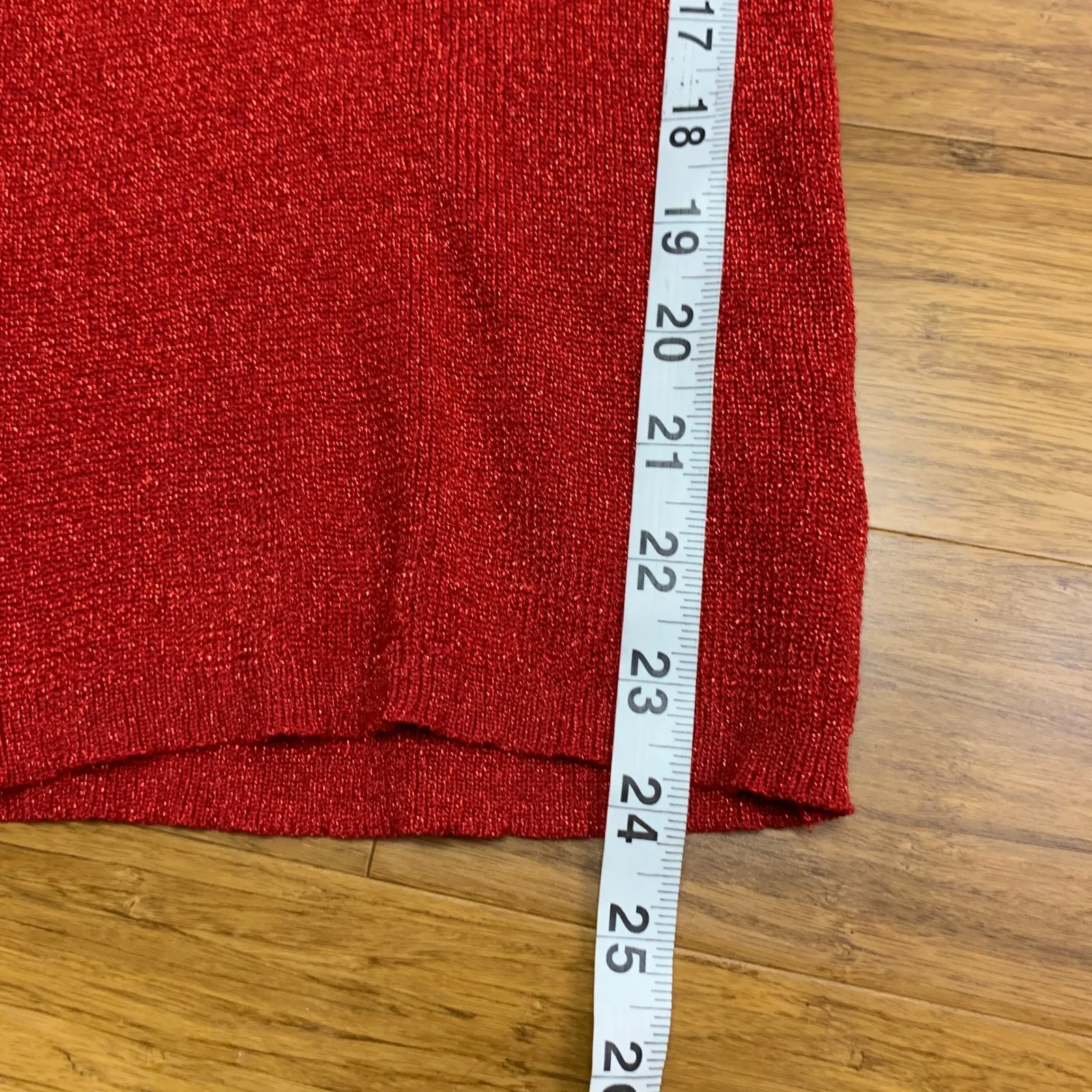 Energie Red Metallic Knit Top Womens Small V-Neck Long Sleeve Pullover Sweater - Image 9