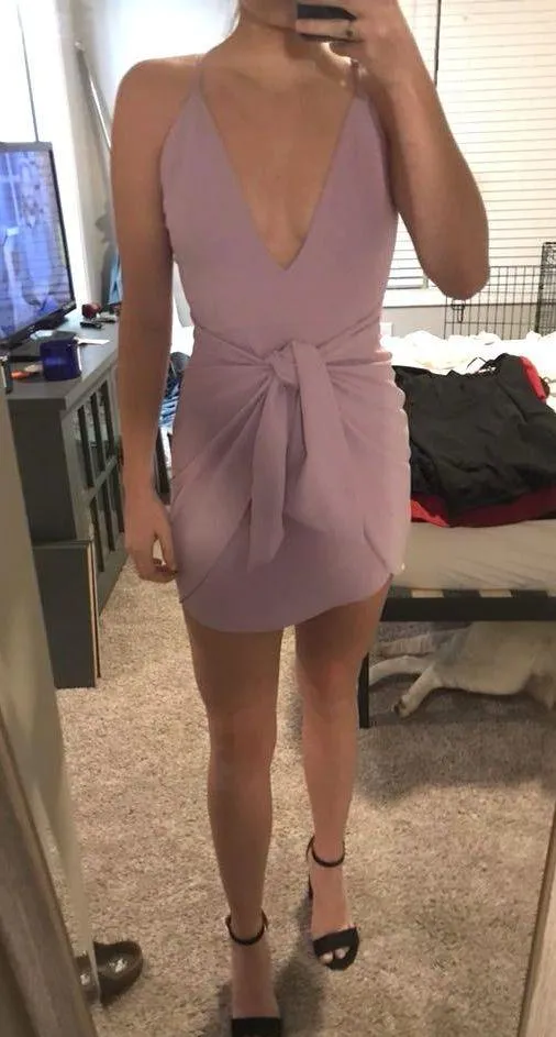 Lavender Tie Cocktail Dress - Image 6