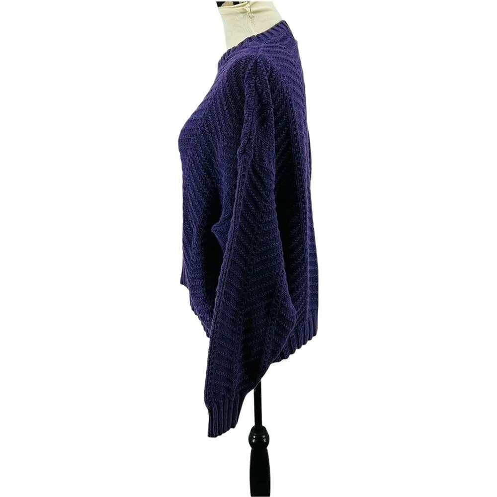 90s L.L. Bean Purple Cotton Chevron Knit Sweater Womens Xlarge - Image 3