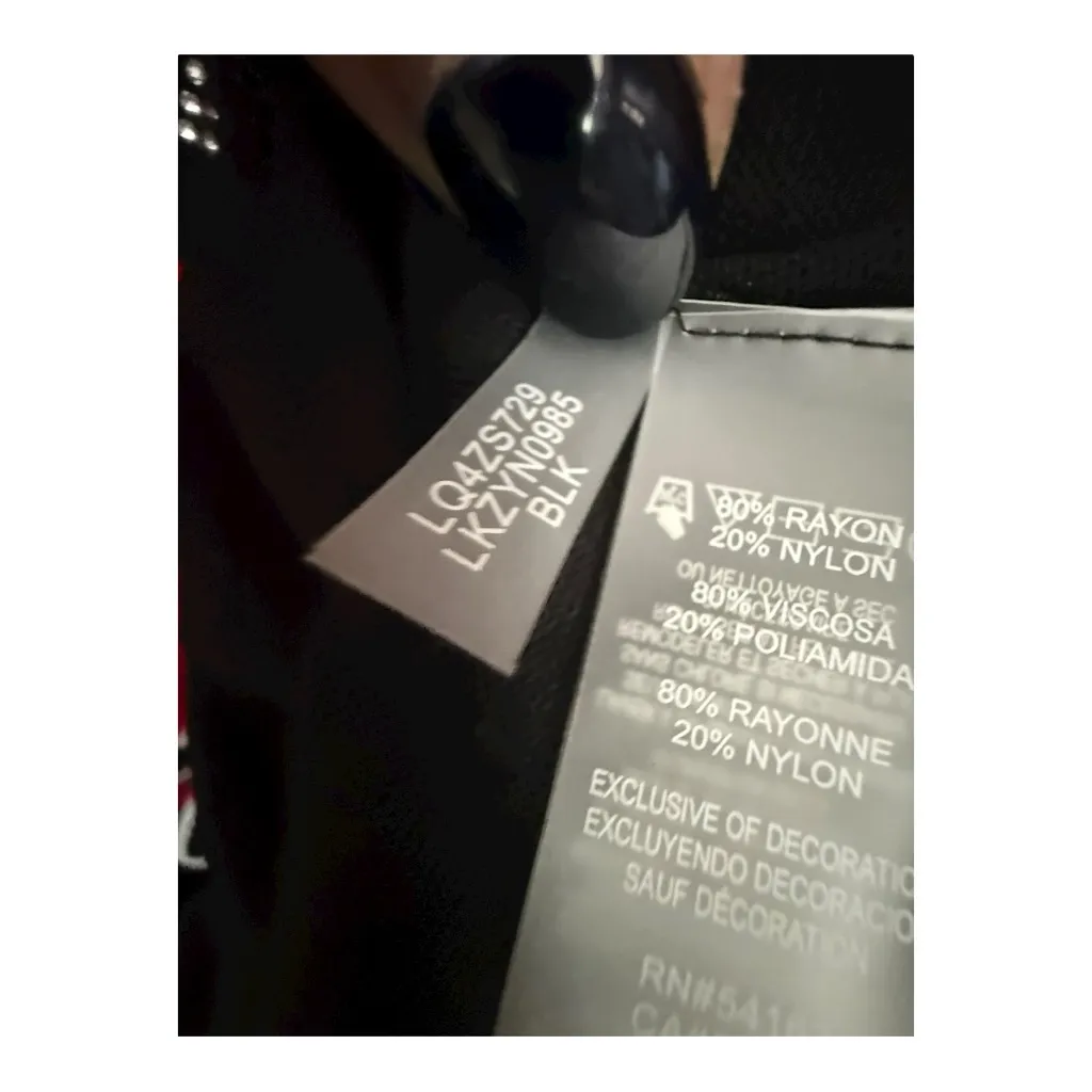 Karl Lagerfeld Paris Petite Medium Beaded Heart Logo Sweater Top Black PM - Image 12