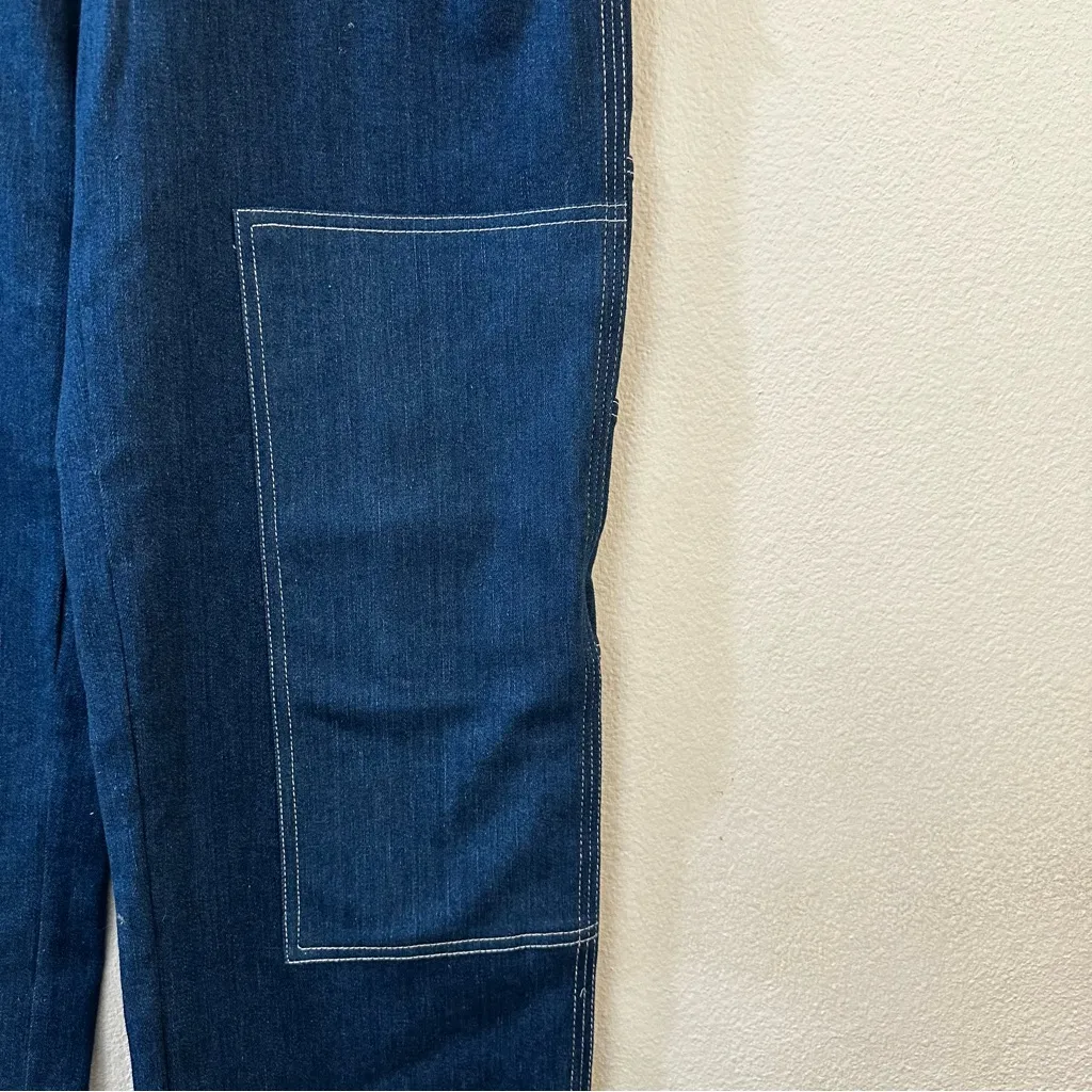 STAUD High Rise Wide Leg Cargo Jeans Painter Pant Size 6 Blue - Image 7