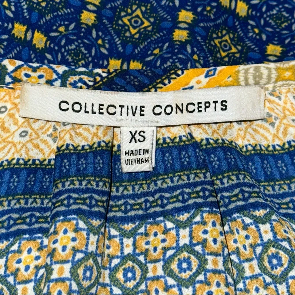Collective Concepts Women's Size XS Blue Yellow Striped V-neck Long Sleeve Top - Image 4