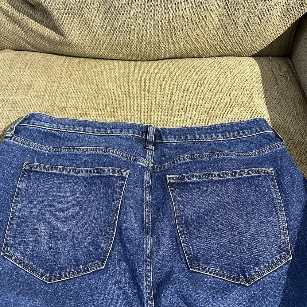 J Crew Mid Rise Flare Crop Jeans Button Fly Pockets Blue Denim Women’s Size 32T - Image 9