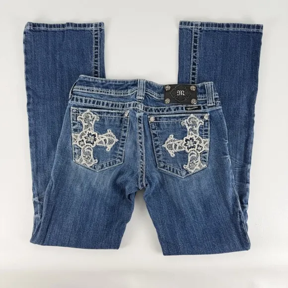 Miss Me Embroidered Bootcut Low Rise Jeans - Image 2