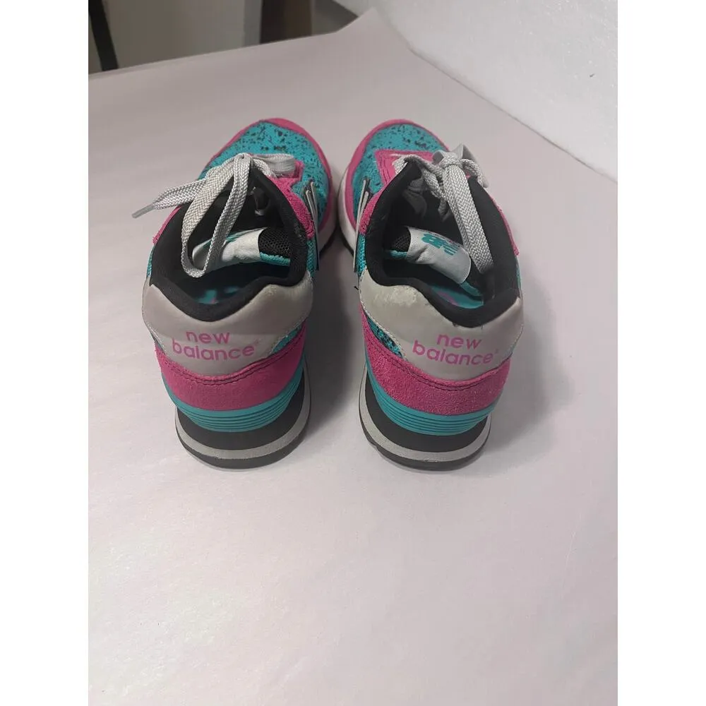 New Balance X UO 515 Airbrush Graffiti Running Sneaker Teal & Pink Women's sz. 8 - Image 4