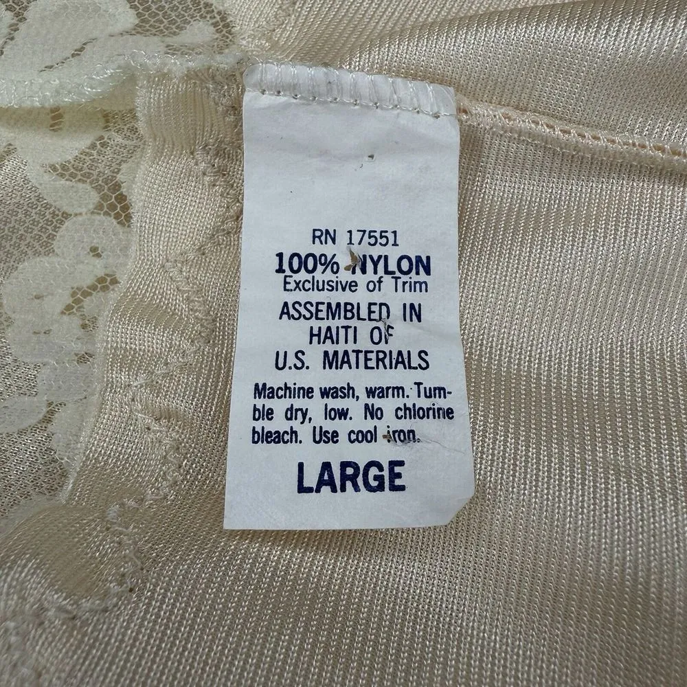 1950's Camisole Opalaire L Ivory Lace Cami‎ Fairy Dainty Coquette Retro Nylon Size L - Image 6