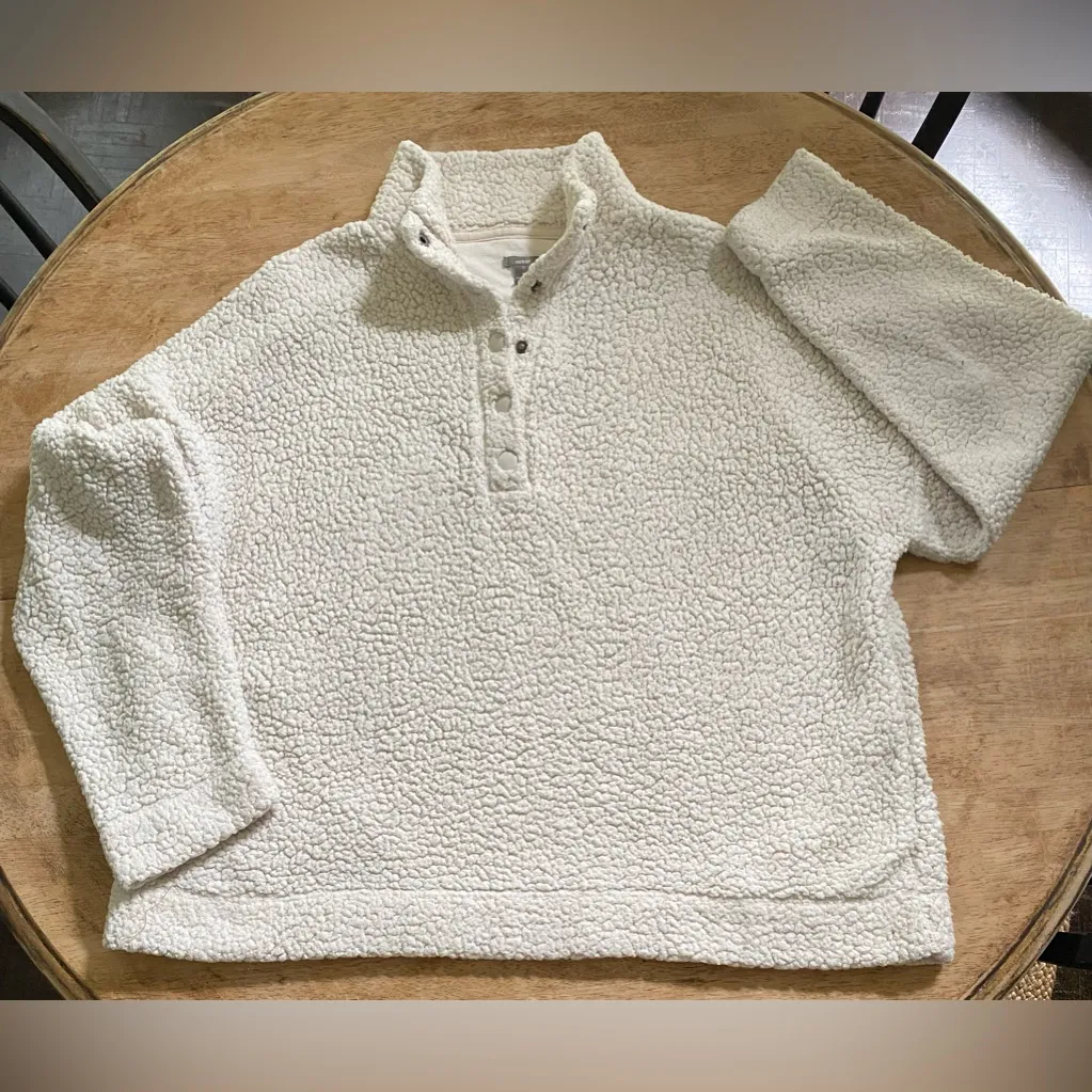 Aerie Women’s‎ Size XL Oversized Cream Sherpa Snap Front Pullover - Image 5