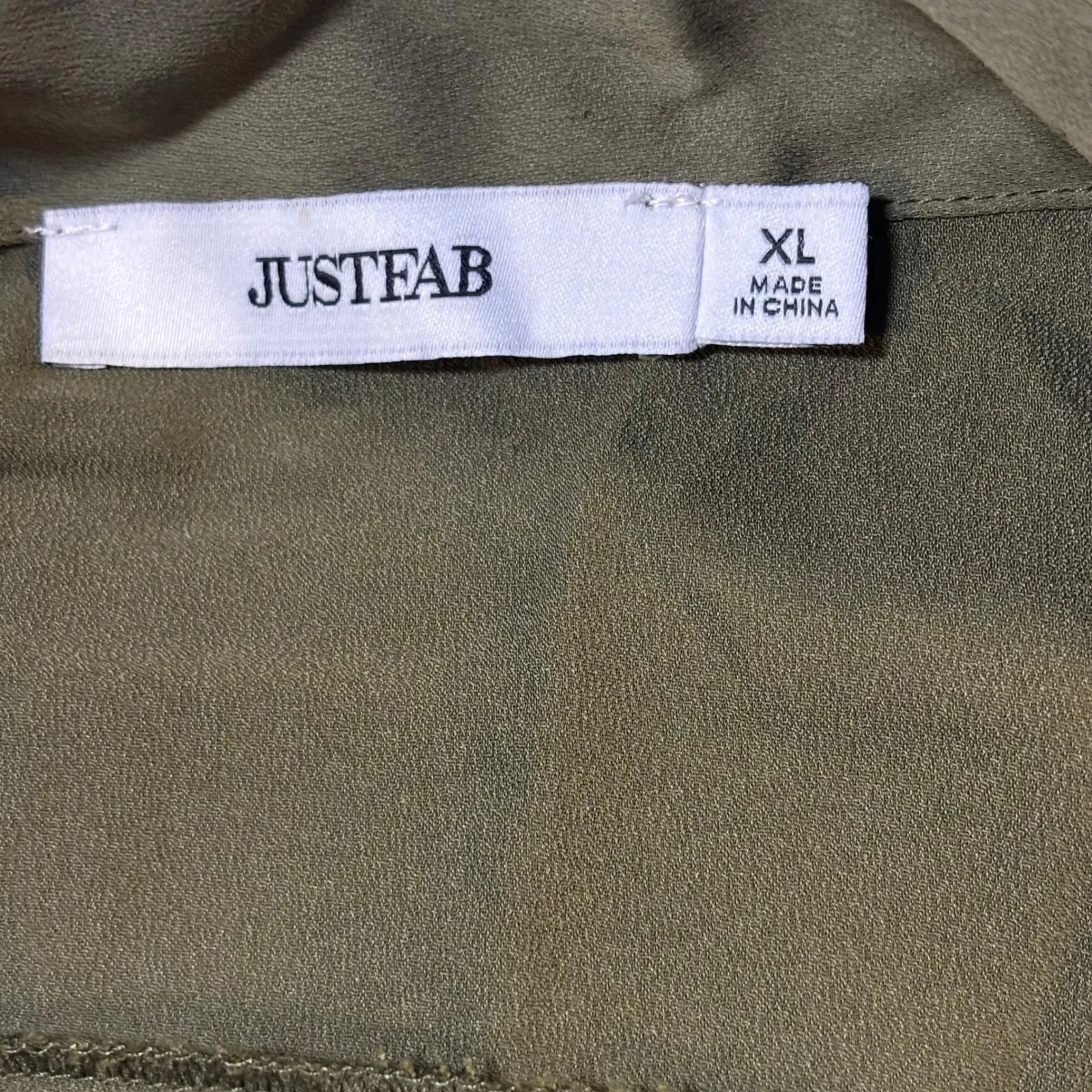 Just Fab Olive Green Button Front Bow Neck Long Sleeve Maxi Dress Womens XL - Image 6