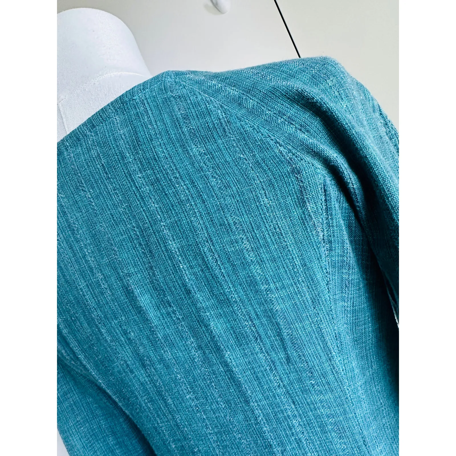 Vintage 90s cotton Dress Boho HIppie Folk Midi Fit Size Medium Green - Image 5