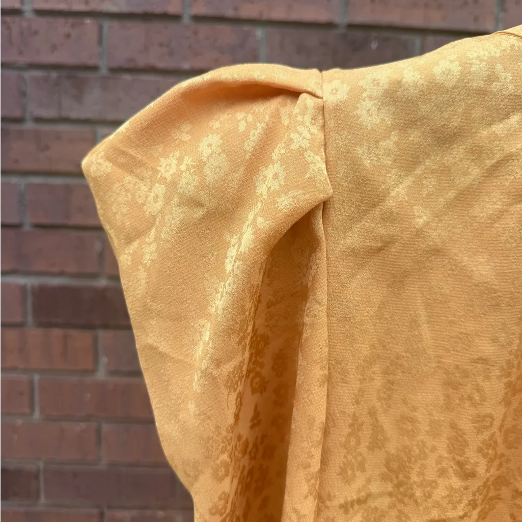 Anthropologie Current Air Mari Blouse Mustard Yellow Puff Sleeve Size Small New - Image 9