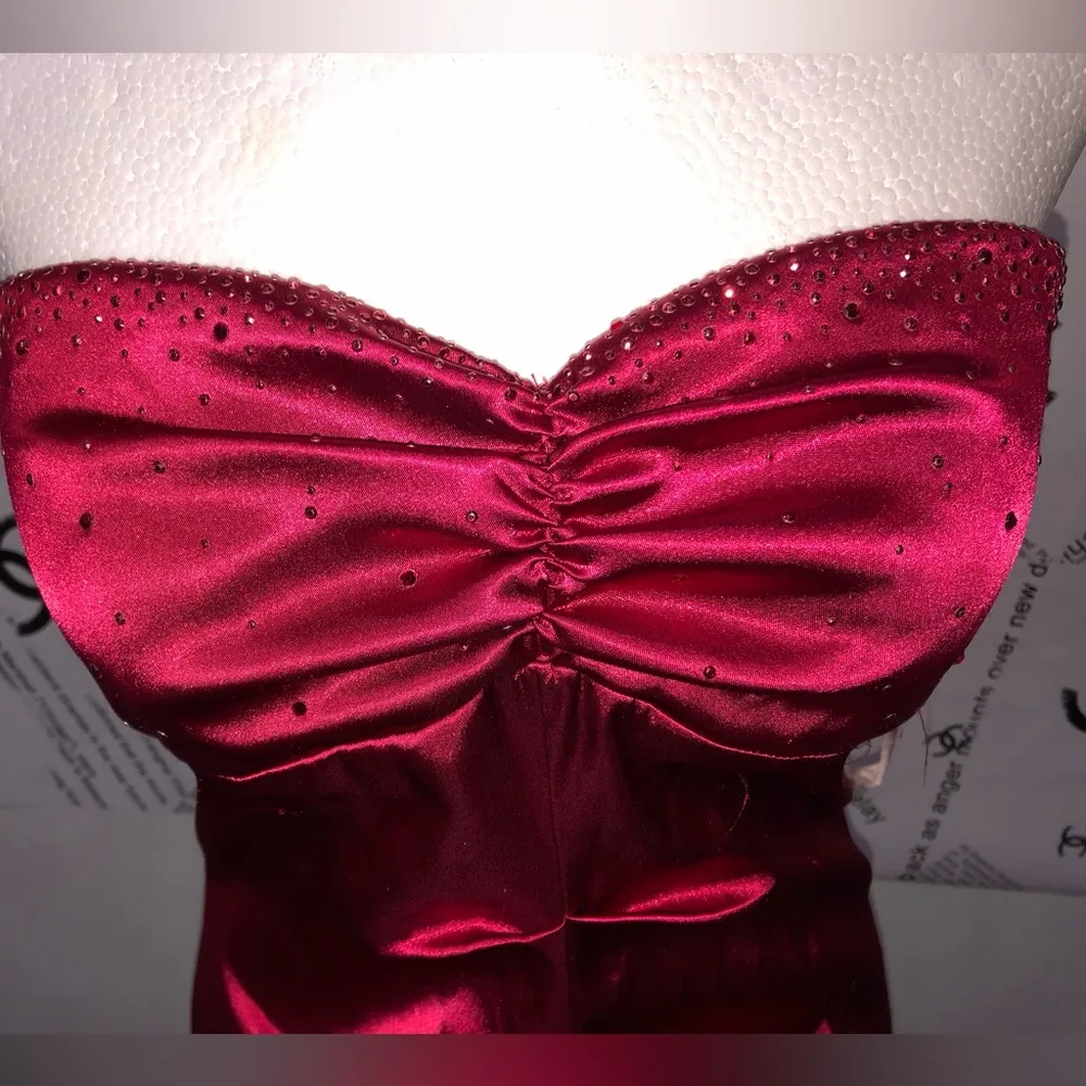 XScape  Red Ruched Sweetheart Prom Gown - Image 3