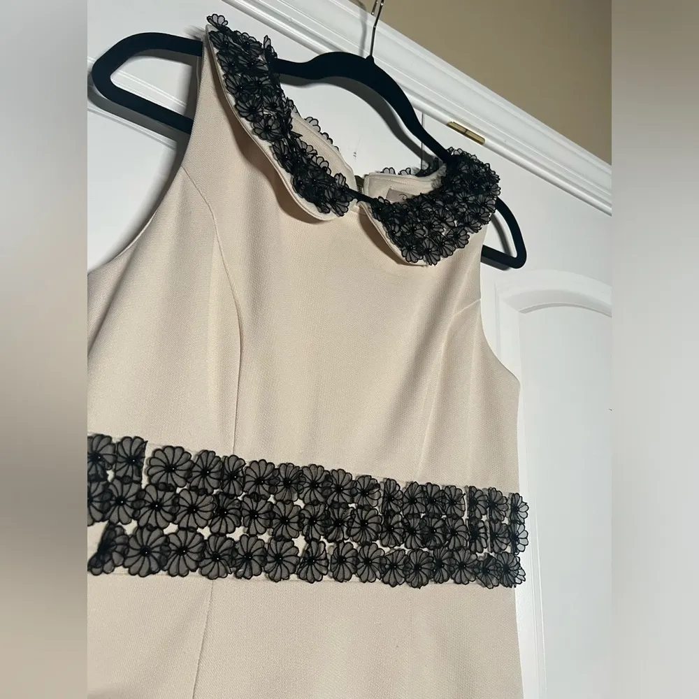 DARLING London size S cream / black flower embellished stretch pencil Dress - Image 2