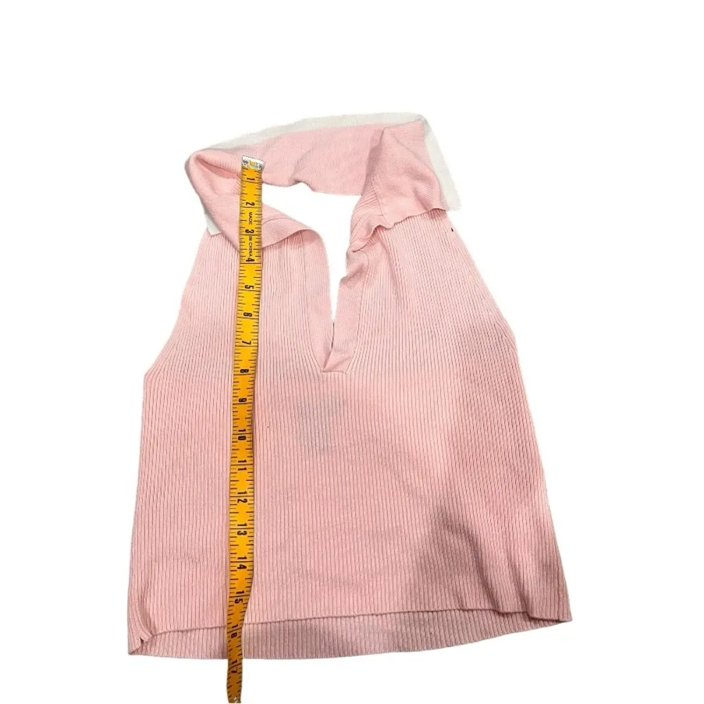 Forever 21 ribbed baby pink halter open back crop  top - Image 3