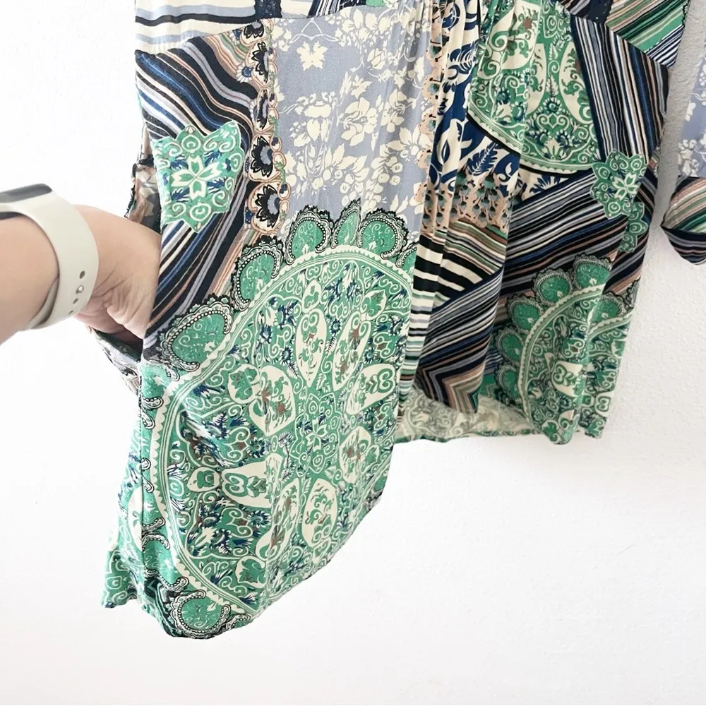 Anthropologie TINY Caviana in Green Boho Print Drop Waist Shirt Dress - Image 7