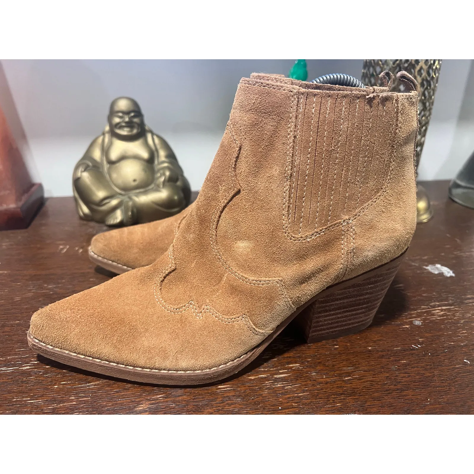 Same Edelman Western Tan Suede Leather boots 7 Festival Cowboy farm - Image 6