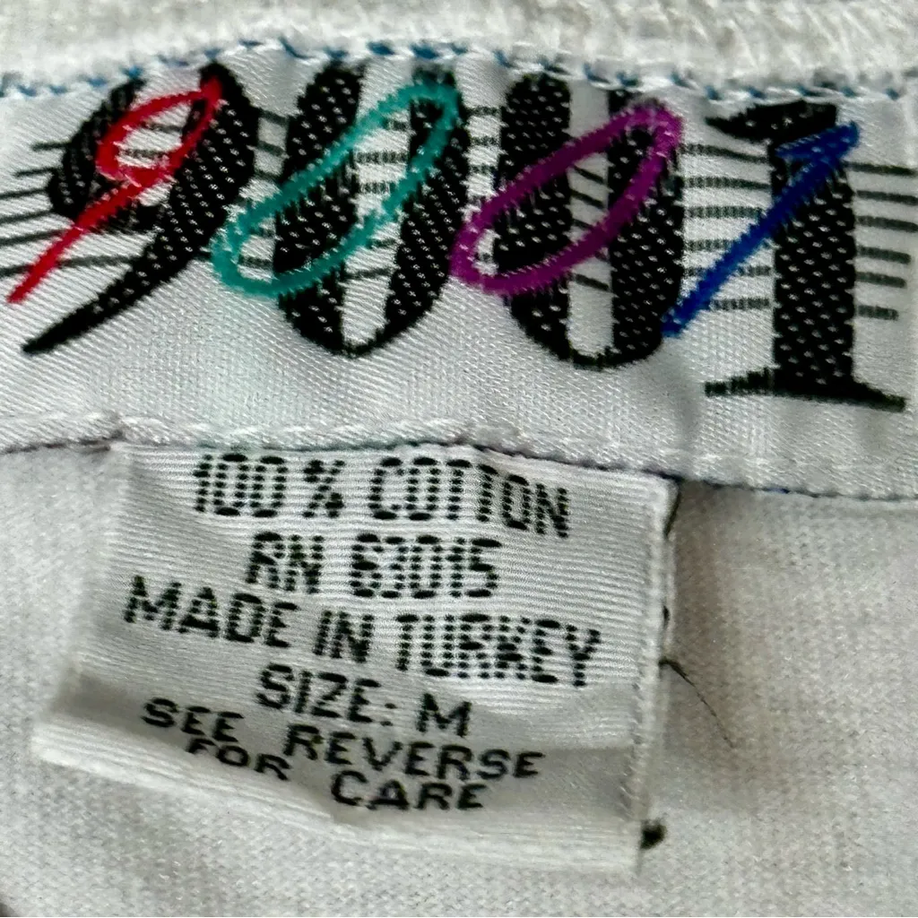 Blue White Knit Button Up Women's Cardigan True Vintage 80s 90s Sporty Graphic Size M - Image 3