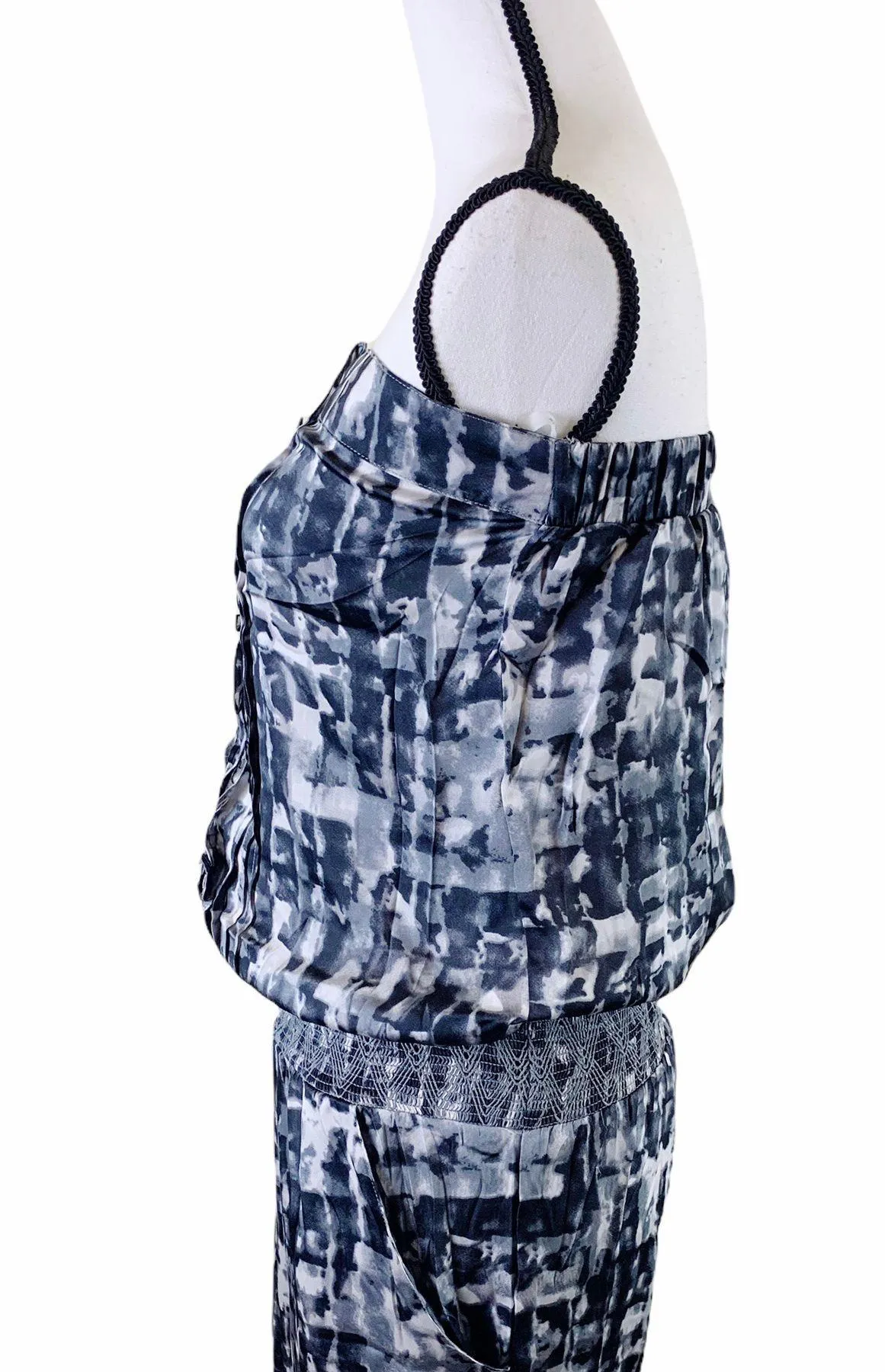 Lucy Paris Strapless Gray Monochrome Jumpsuit Size Medium - Image 3