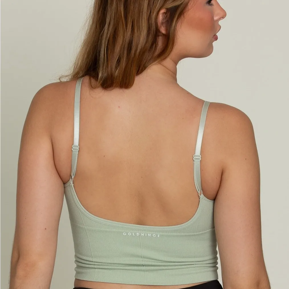 gold hinge LIGHT GREEN ORIGINAL RIBBED YOGA TANK TOP one size - Image 2