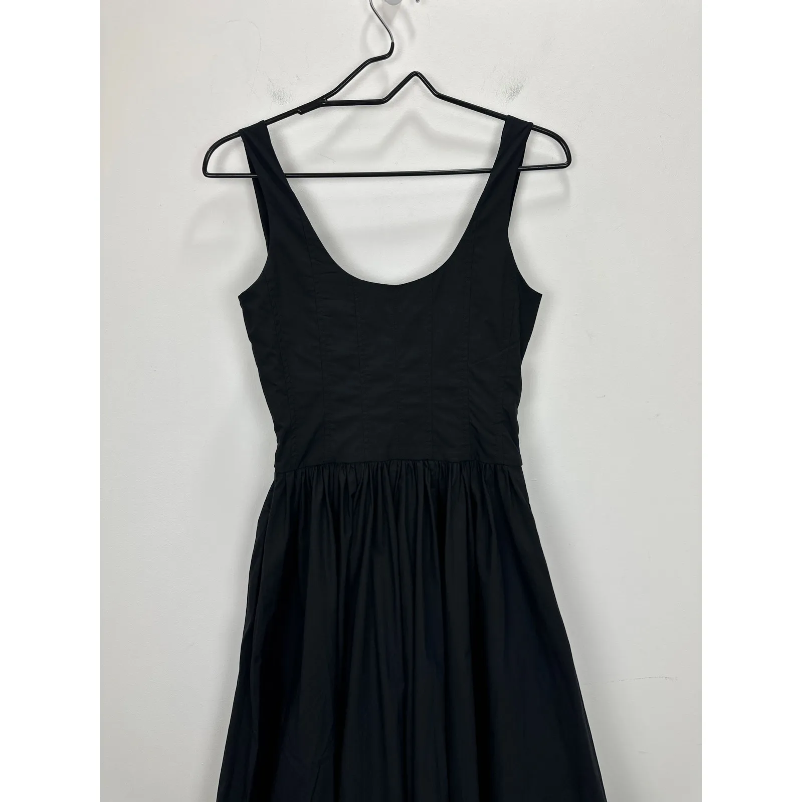 J.Crew Fit and Flare Midi Dress Cotton Poplin Minimalist A Line Black US 00 NWT - Image 9