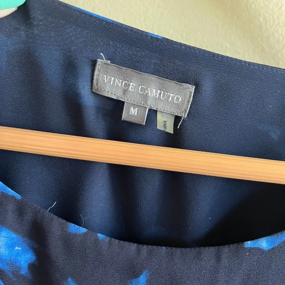 Vince Camuto  DROP WAIST LONG SLEEVE NAVY BLUE DRESS WOMENS SIZE M LINED … - Image 3