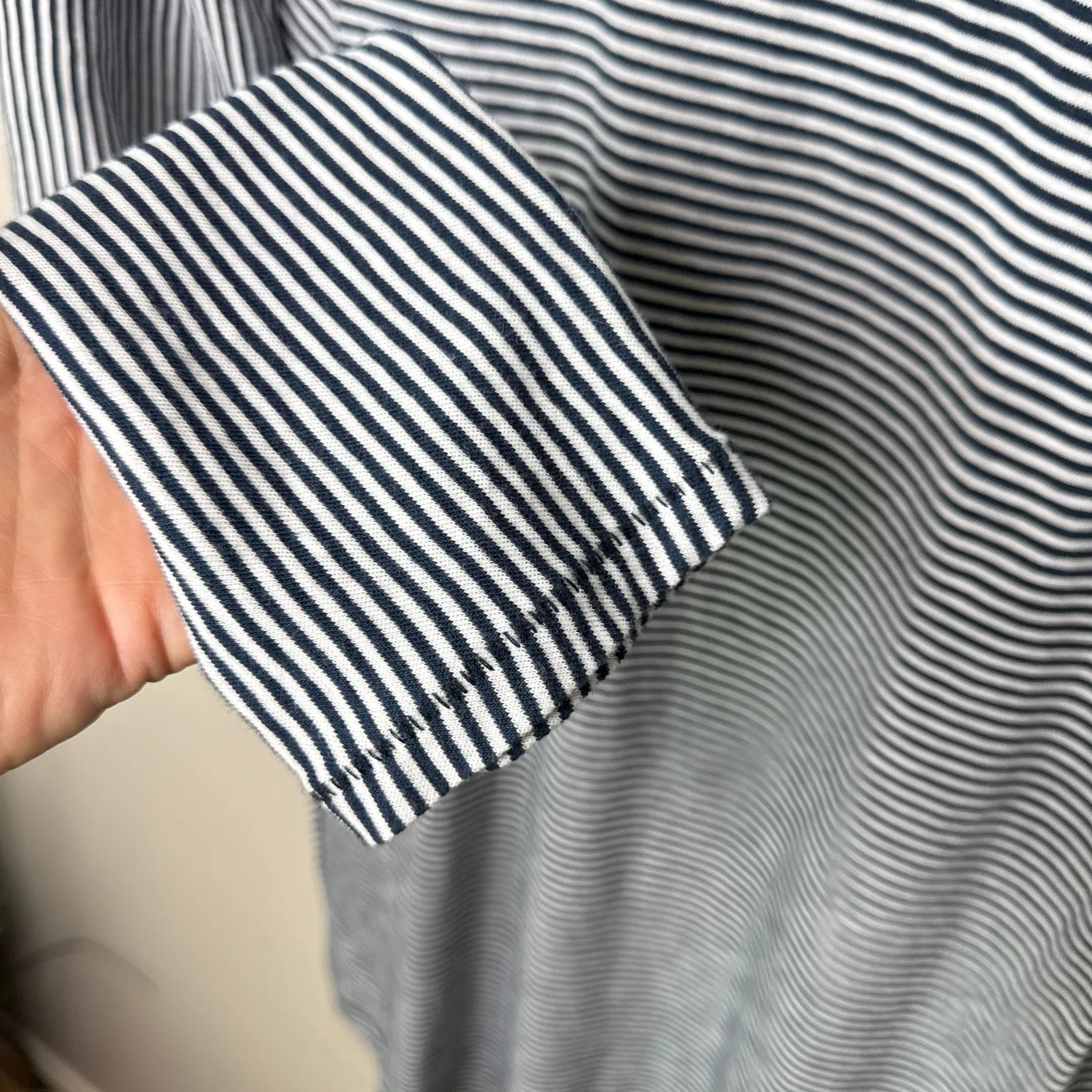 Rag & Bone Striped Kit Dress Size Large Long Sleeved Knit‎ Yarn Dyed Navy White - Image 6