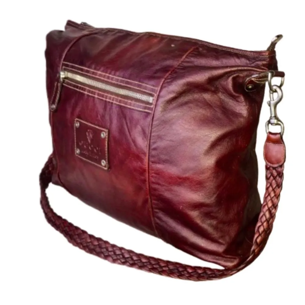 GUCCI Supreme Wine Leather Oversized Top Zip Crossbody Shoulder Bag w/ DUST BAG - Image 3