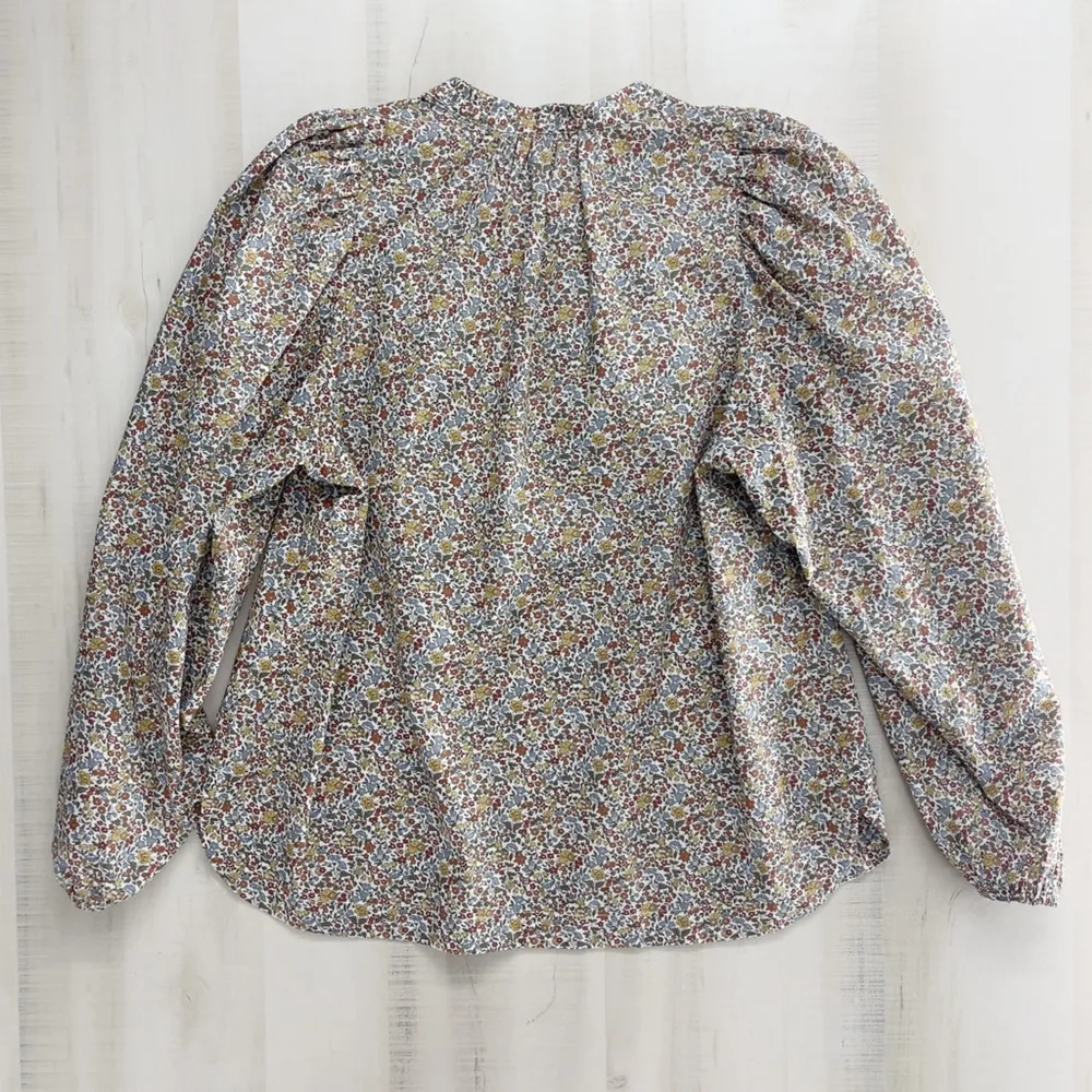 APOF floral peasant cotton floral printed blouse boho casual tuckernut L White Size L - Image 10