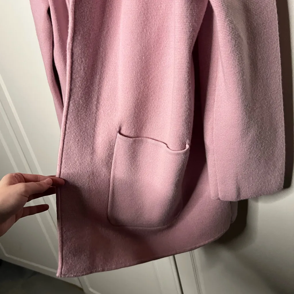 Talbots Blush Pink Merino Wool Blend Open Front Sweater Blazer 2X - Image 4