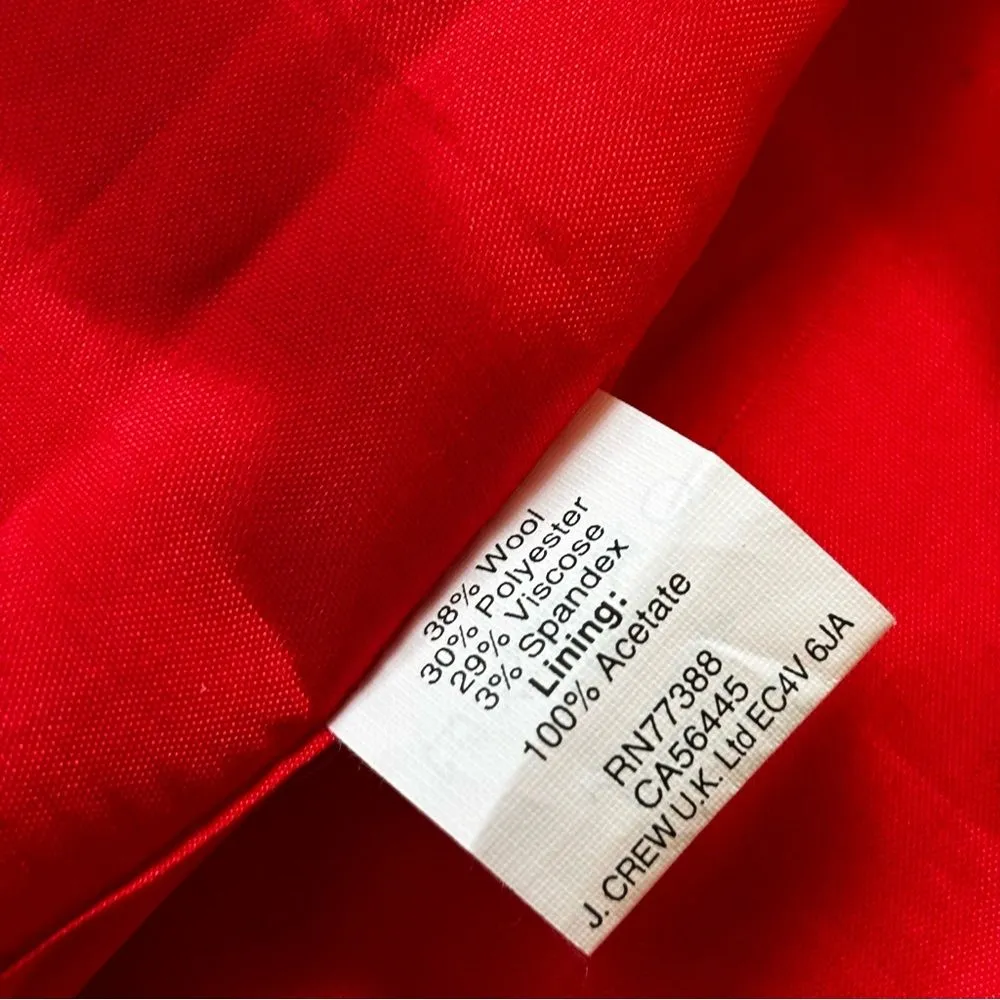 J.Crew Red Wool Blend Sheath Dress | Sz. 00 | Good Condition - Image 8