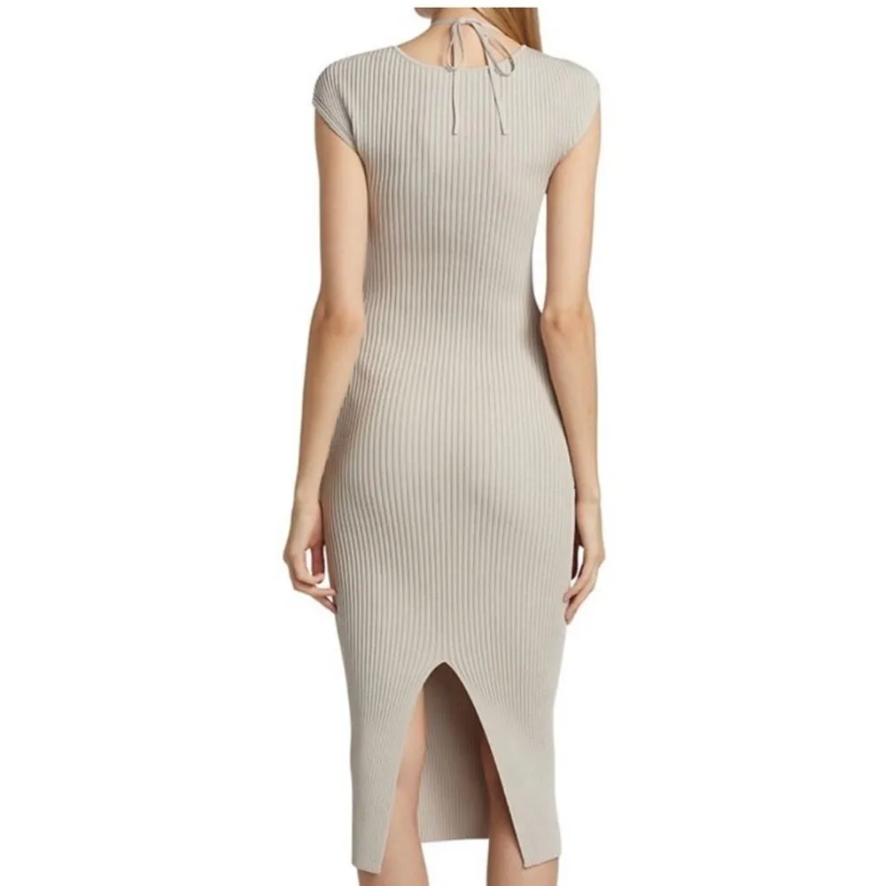 Johnathan Simkhai Florence Midi Dress in Stone Tan XS Gray - Image 4