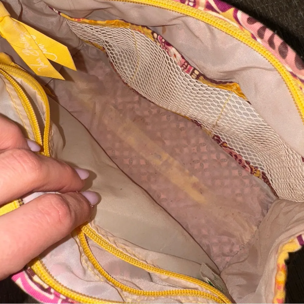 Vera Bradley Bali Gold makeup bag toiletry print cosmetics pouch zipper floral - Image 9