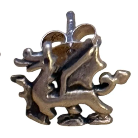Vintage‎ 925 Silver Dragon Earrings - Image 2