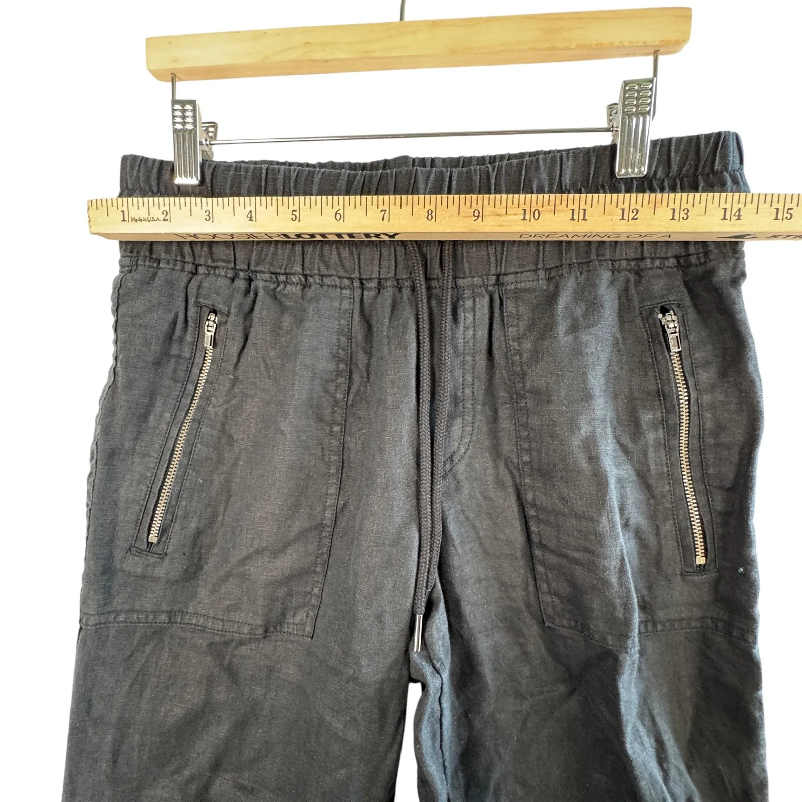 Athleta Cabo Linen Jogger Pants Black‎ Sz 4 Drawstring Lightweight Boho READ - Image 7