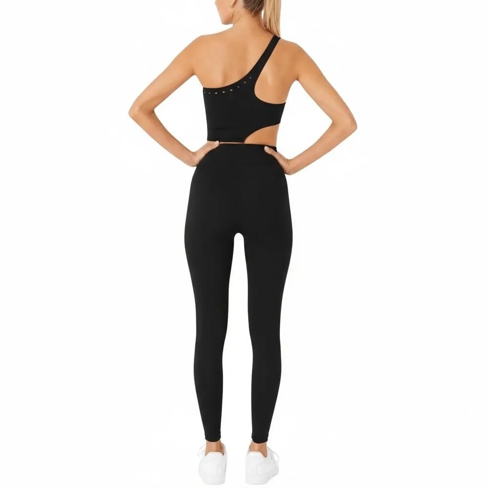 New Gigi C Cassie One Shoulder Cutout Jumpsuit Catsuit Black XL - Image 3