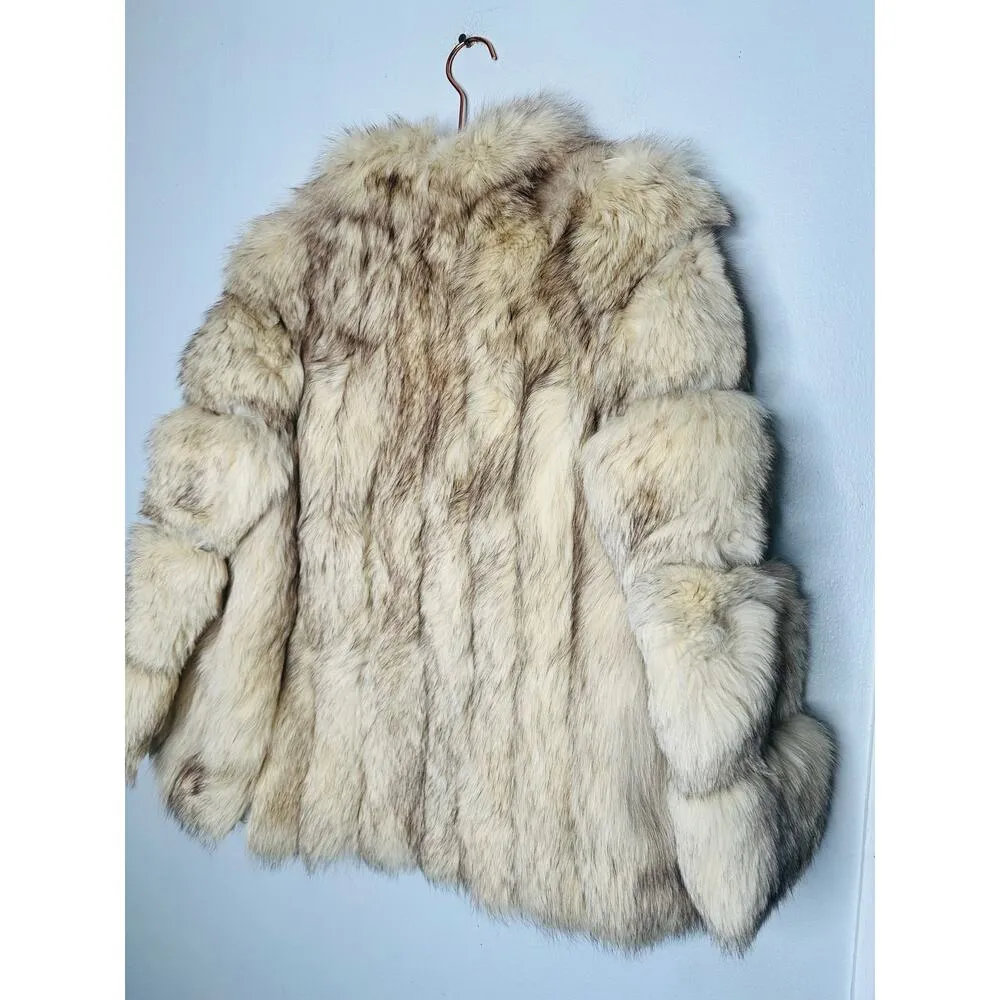 Vintage MINK White Fur Long Sleeve Front Pockets Coat Size Medium - Image 4