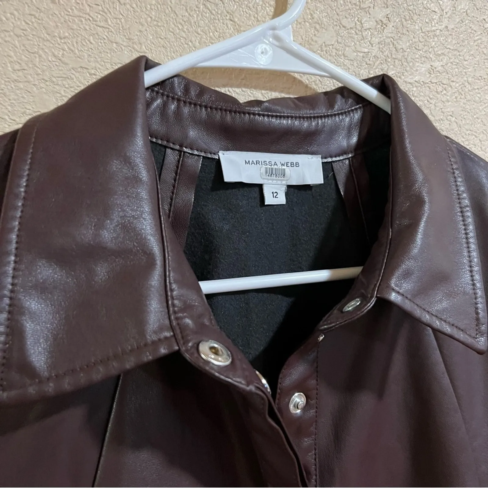 Marissa Webb Brown Faux Leather Shirtdress with butterflies Size 12 - Image 6