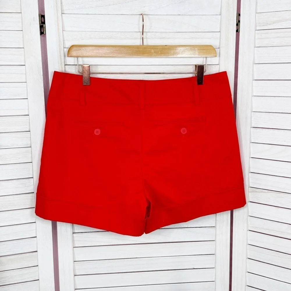 New York & Company Cherry Coral Red Cuff Hem Chino Suit Shorts 8 - Image 2
