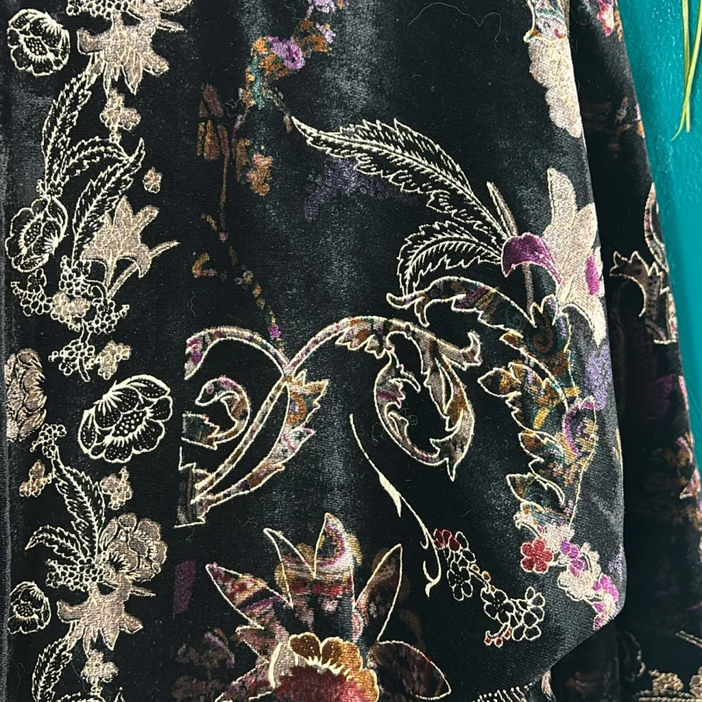 Chico's Black Crushed Velvet Jewel-Toned Floral Imprinted Oversized Boho… - Image 7