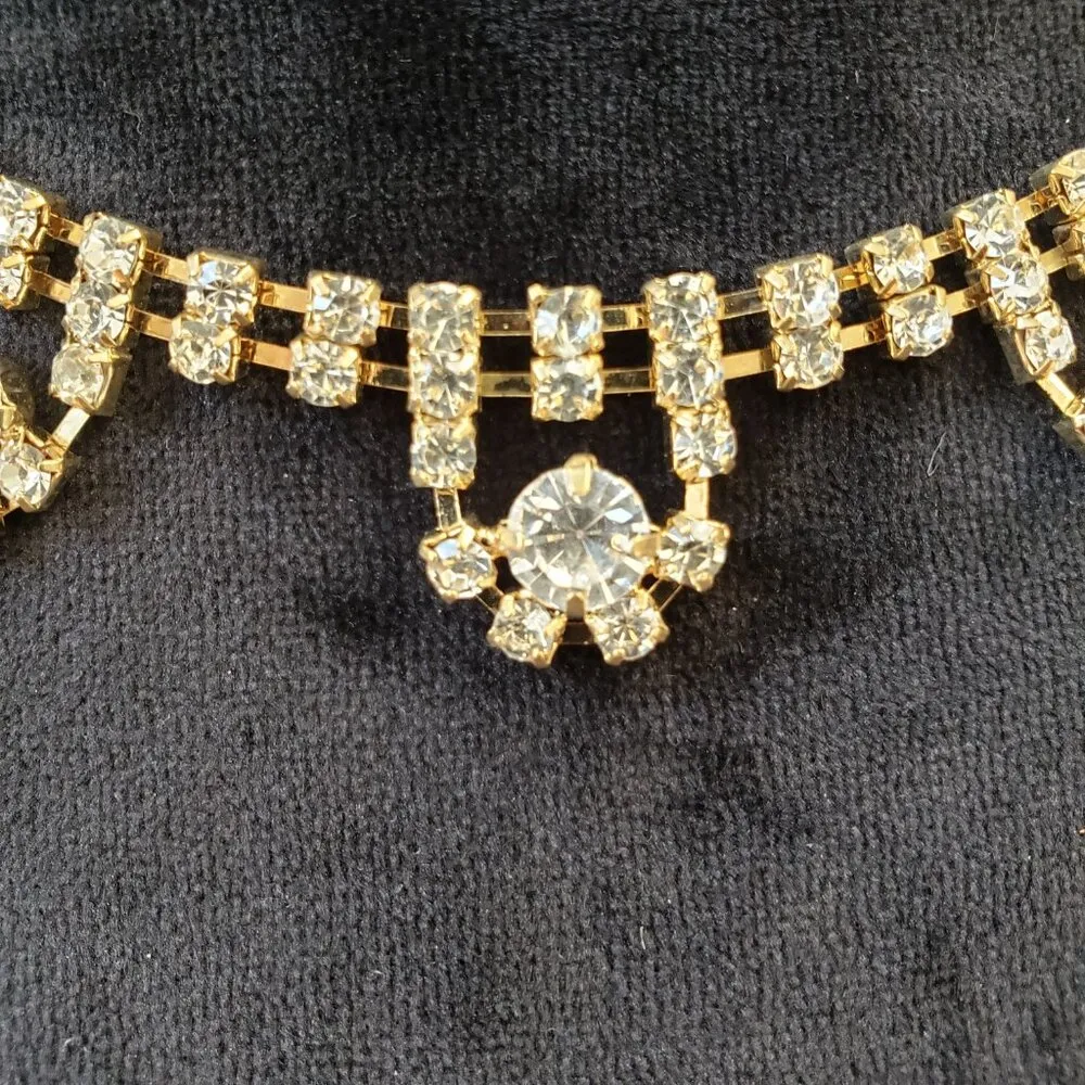 Womens Lingerie Multi Crystal Tassels Shoulder Rhinestone Chain Drops Necklace Gold - Image 6