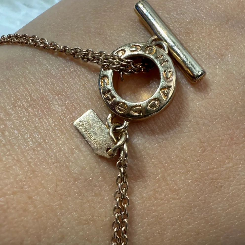 Coach Gold Toned Open Circle Double Strand Toggle Bracelet - Image 6